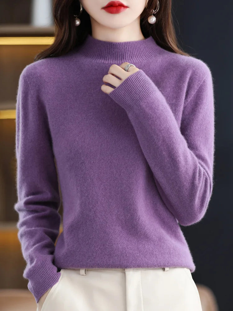 Jessica | Elegant Mock-Neck Fitted Sweater - Picela