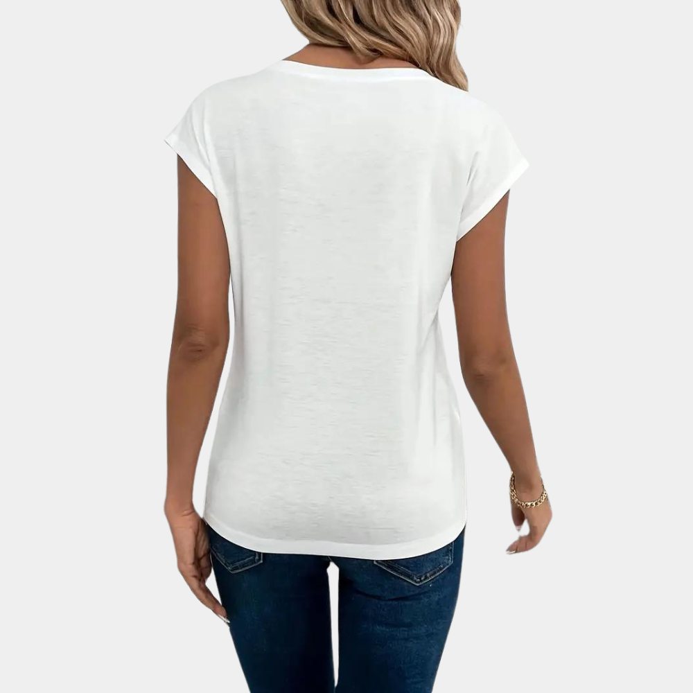 Jessica | Elegant Solid V-Neck Top - Picela