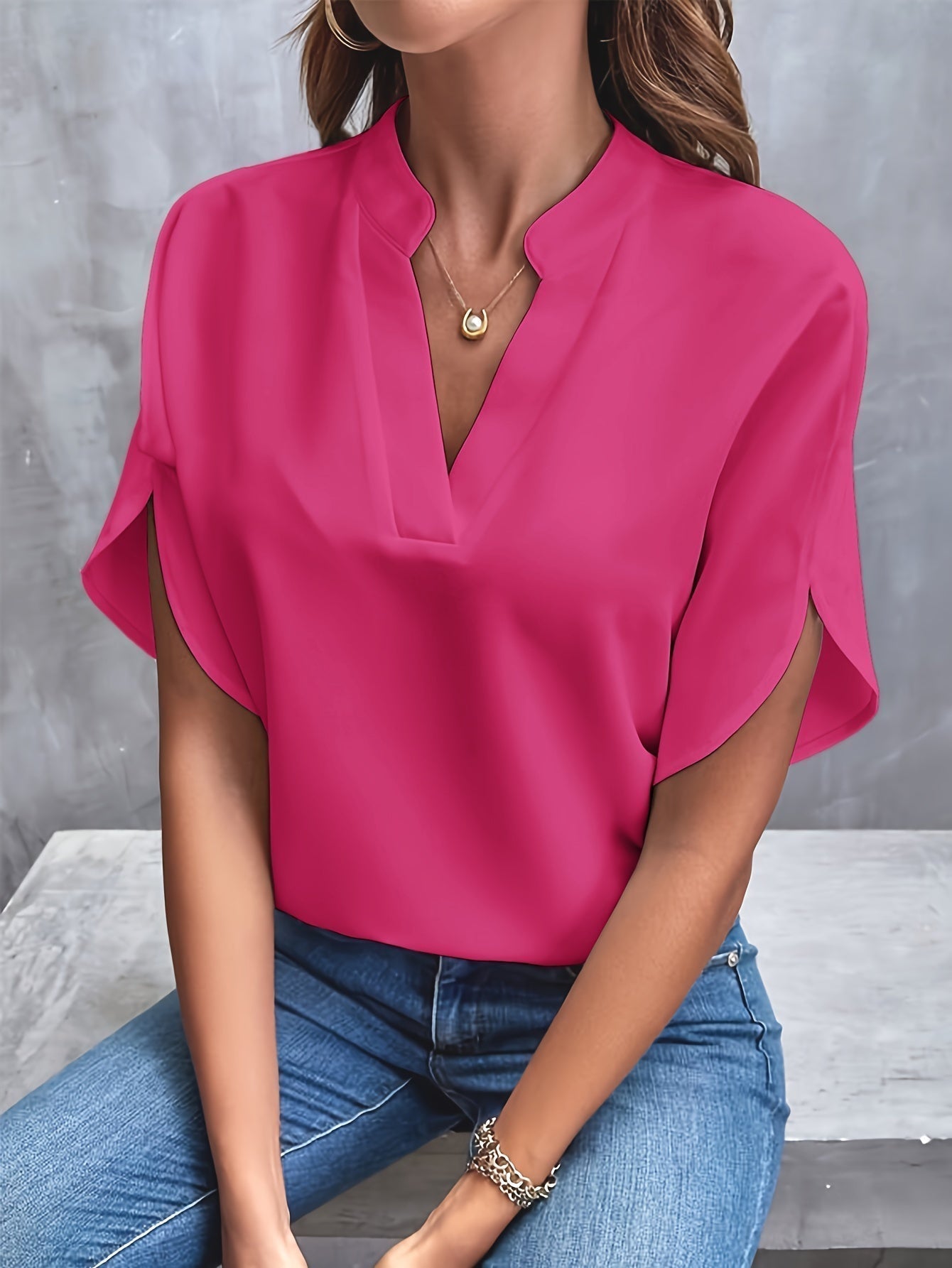 Jessica | Elegant Split-Sleeve Chiffon Blouse - Picela
