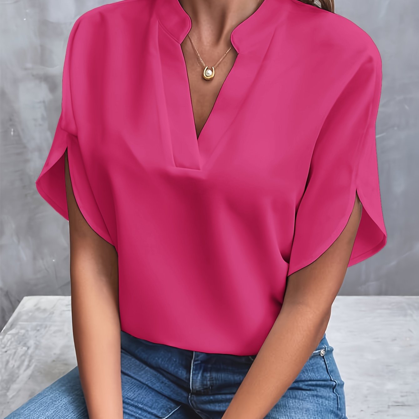 Jessica | Elegant Split-Sleeve Chiffon Blouse - Picela