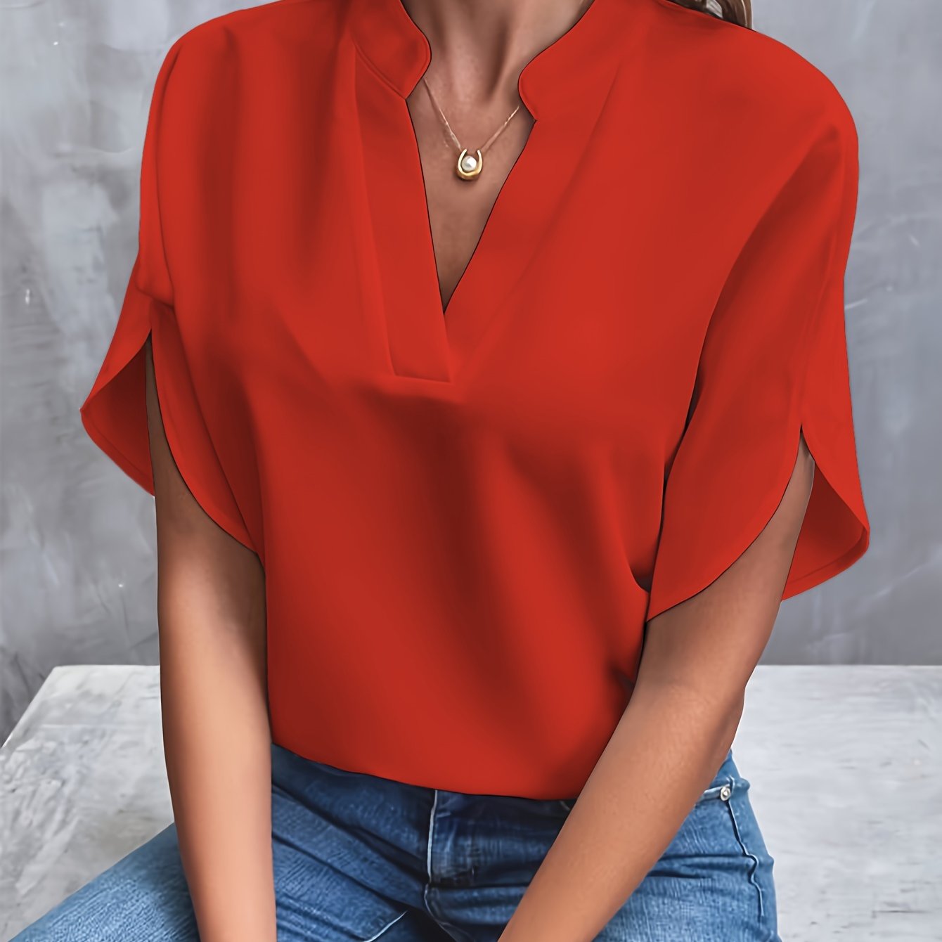 Jessica | Elegant Split-Sleeve Chiffon Blouse - Picela
