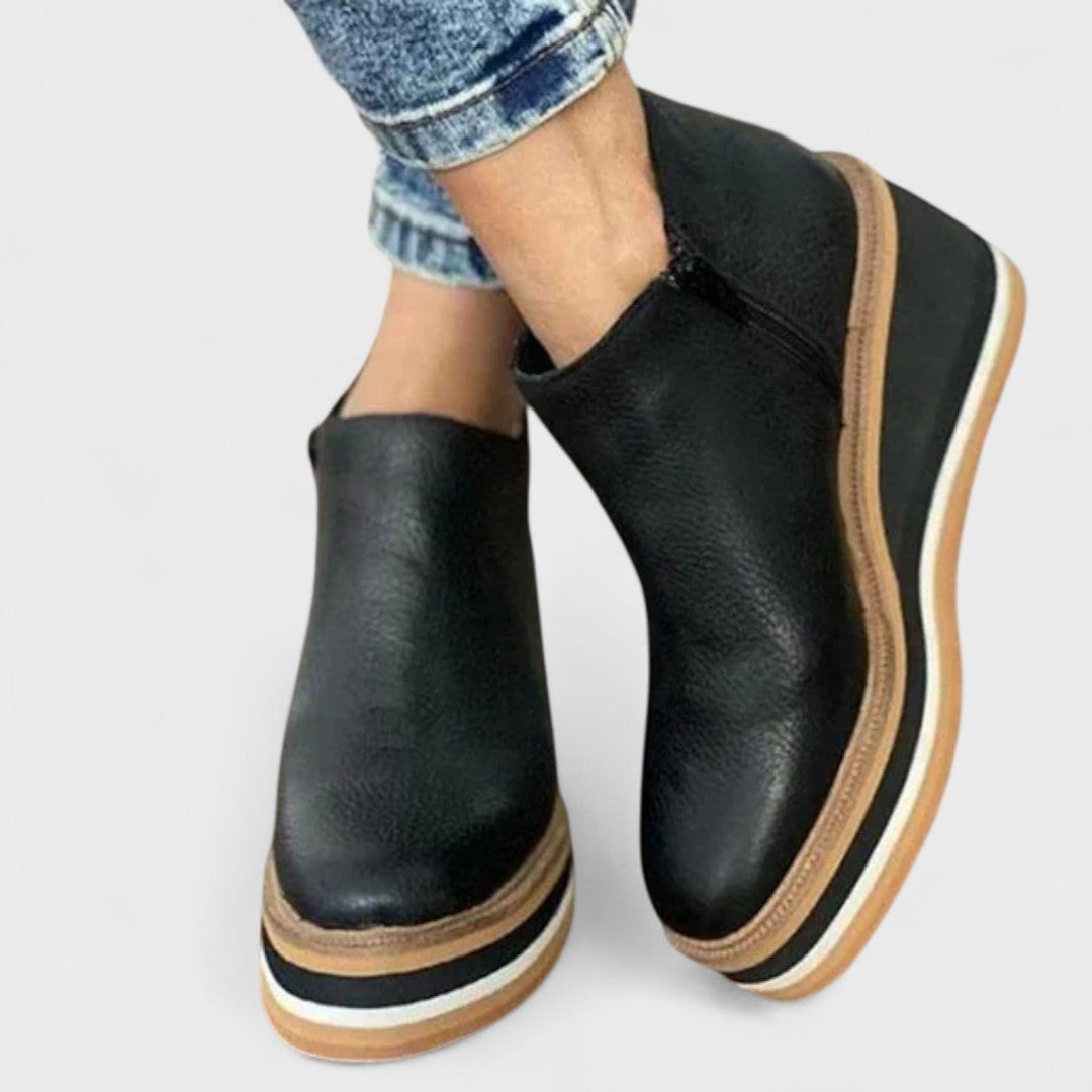 Kelly | Elegant Leather Platform Boots - Picela