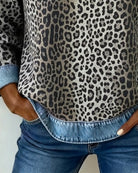 Kelly | Stylish Leopard Denim Sweater - Picela