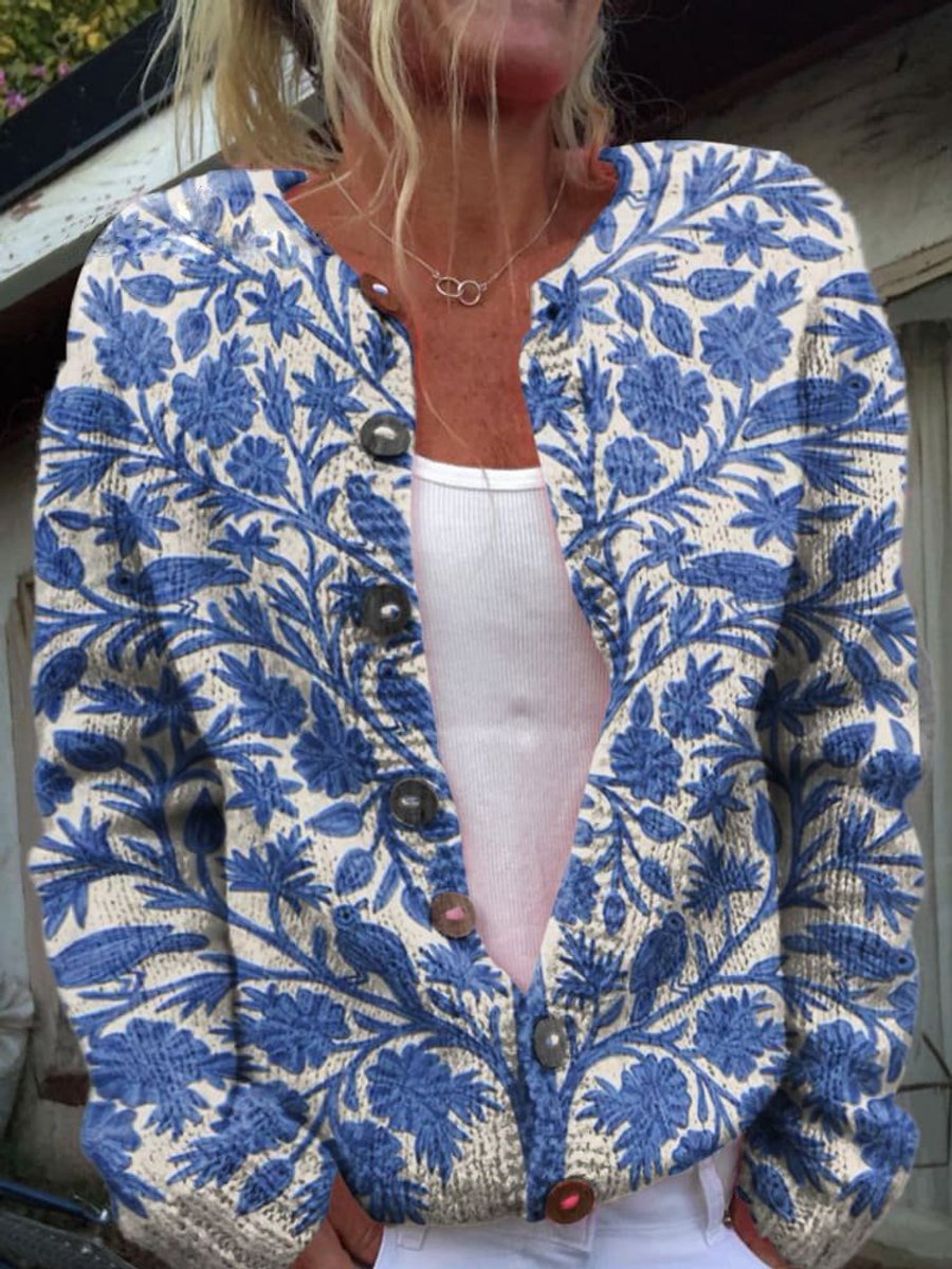 Kelly | Vintage Floral Button-Front Cardigan - Picela