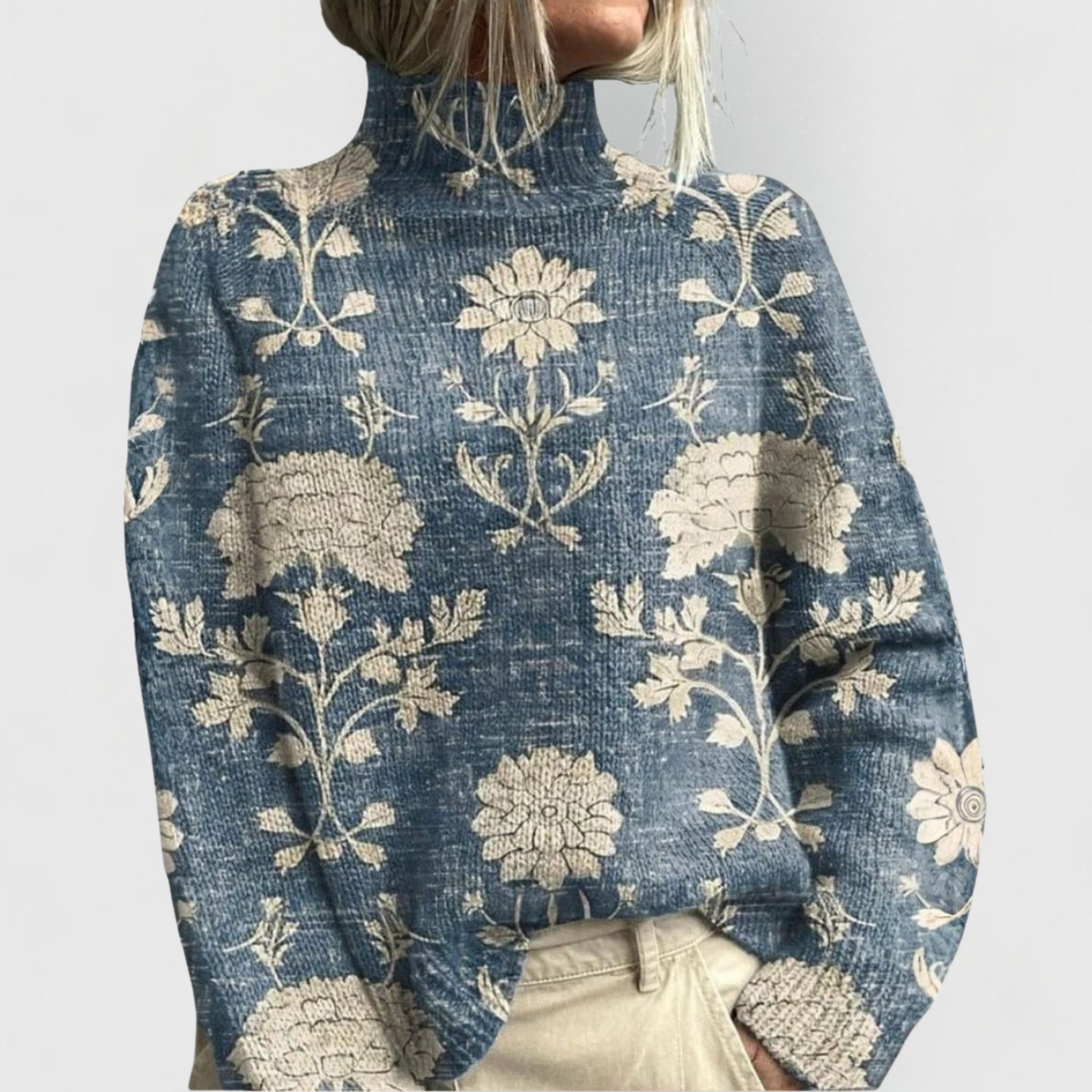 Kelly | Vintage Floral Turtleneck Sweater - Picela