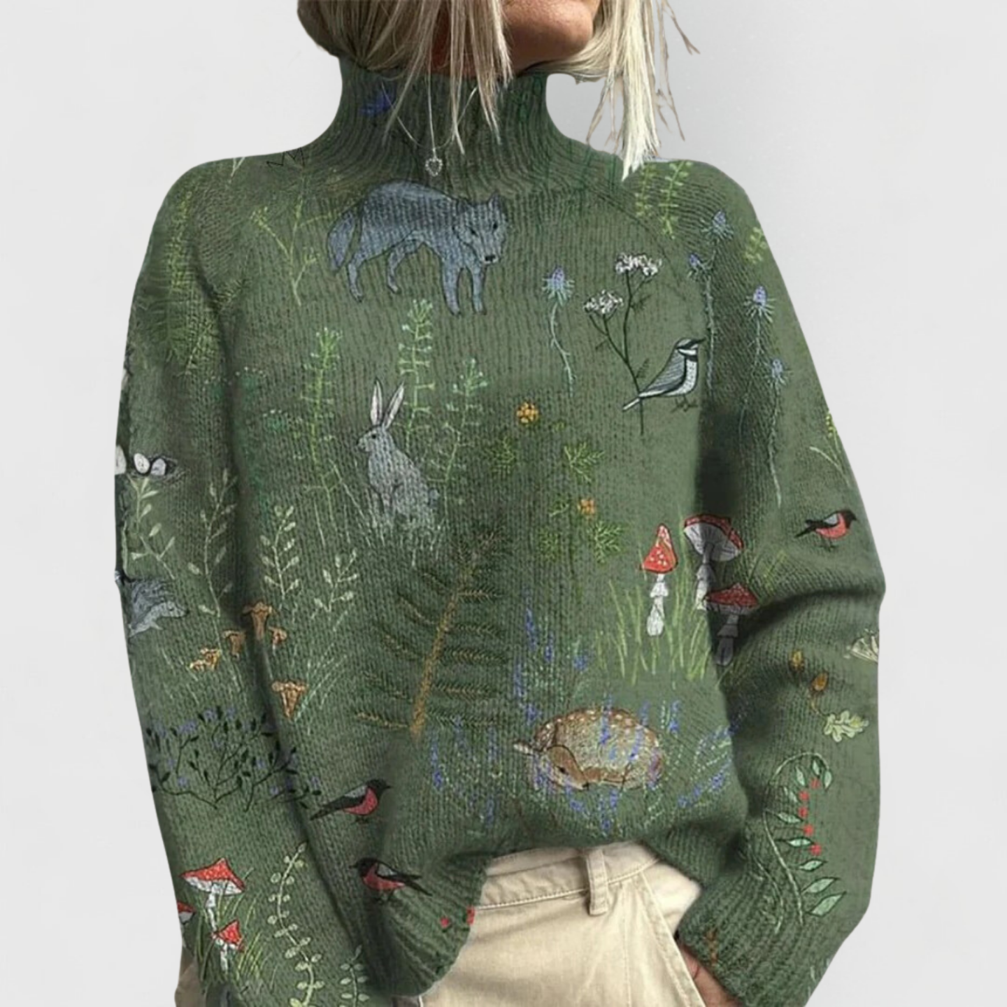 Kelly | Vintage Floral Turtleneck Sweater - Picela