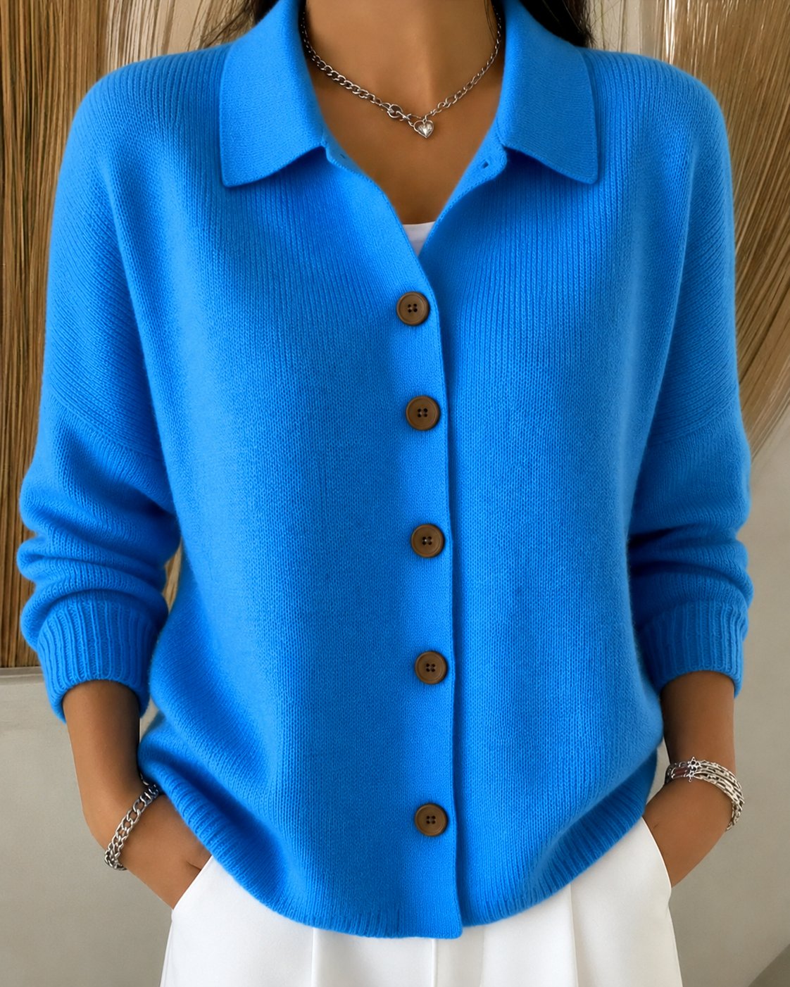 Kimberly | Elegant Collared Button-Up Cardigan - Picela
