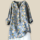 Kimberly | Elegant Floral Linen Blouse - Picela
