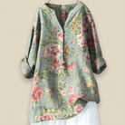 Kimberly | Elegant Floral Linen Blouse - Picela