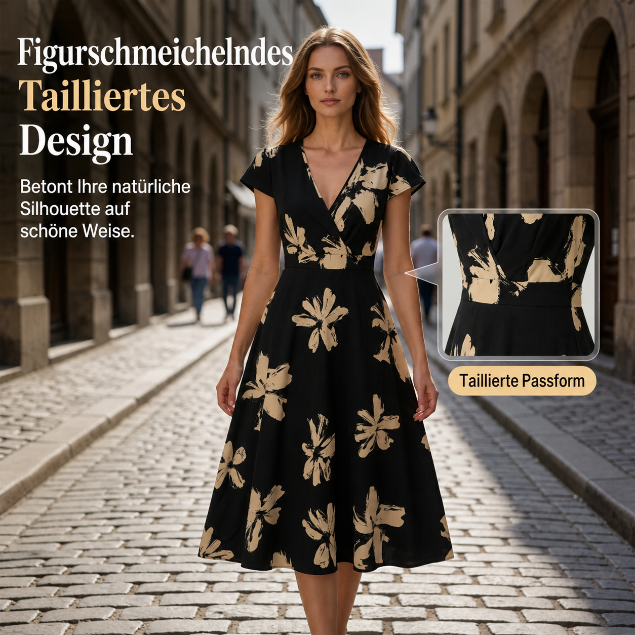 Kimberly | Elegant Flutter-Sleeve Midi Dress - Picela