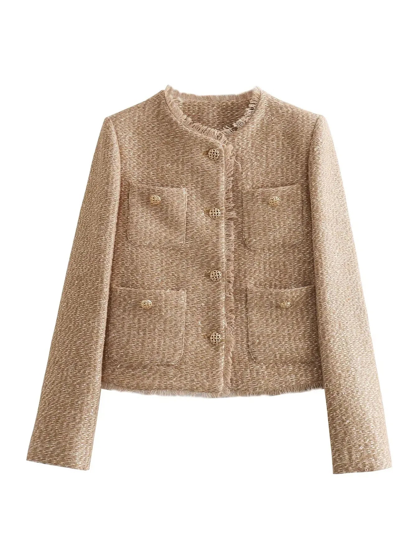 Kimberly | Elegant Tweed Cropped Jacket - Picela