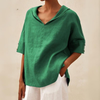 Laura | Elegant Linen V-Neck Blouse - Picela