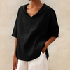 Laura | Elegant Linen V-Neck Blouse - Picela