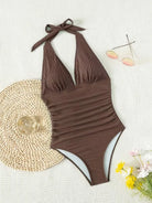 Laura | Flattering Ruched Halter Swimsuit - Picela