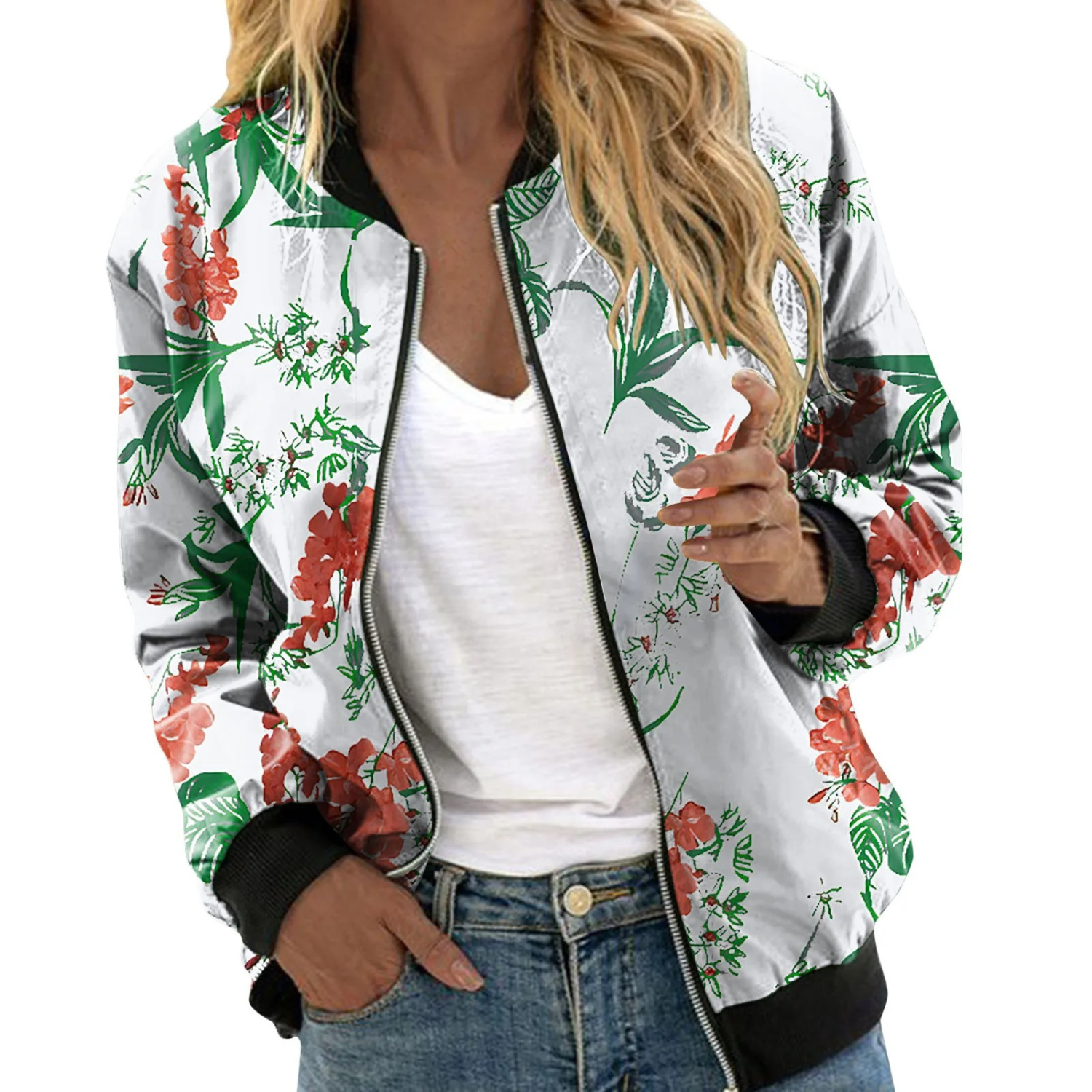 Laura | Stylish Floral Bomber Jacket - Picela