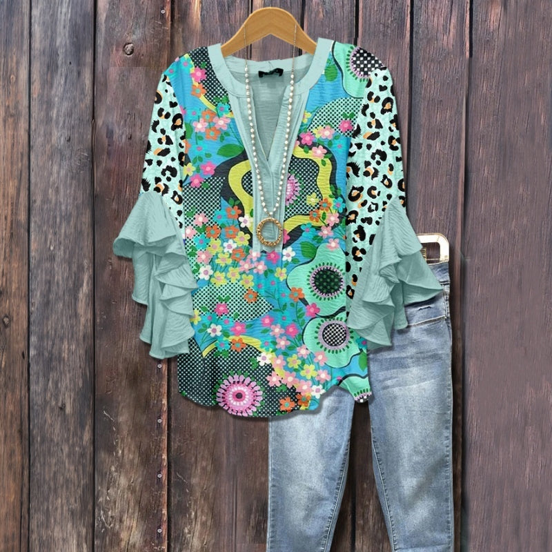 Laura | Stylish Floral Ruffle Blouse - Picela