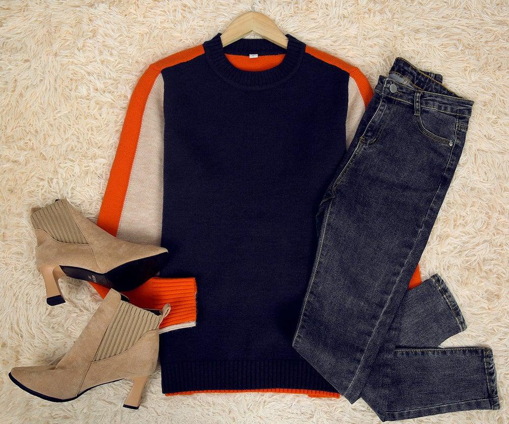Lauren | Elegant Colorblock Crewneck Sweater - Picela