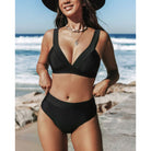 Lauren | Elegant High-Waist Plunge Bikini - Picela