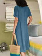 Lauren | Elegant Linen Midi Dress - Picela