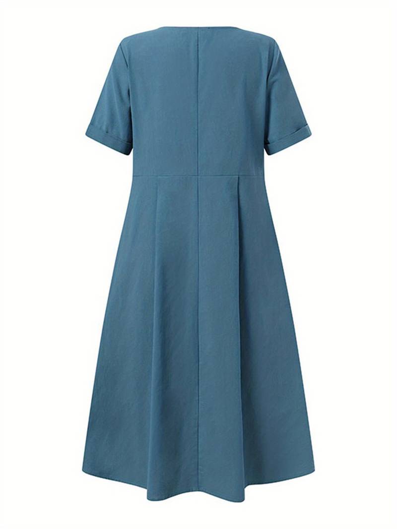 Lauren | Elegant Linen Midi Dress - Picela