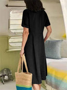 Lauren | Elegant Linen Midi Dress - Picela