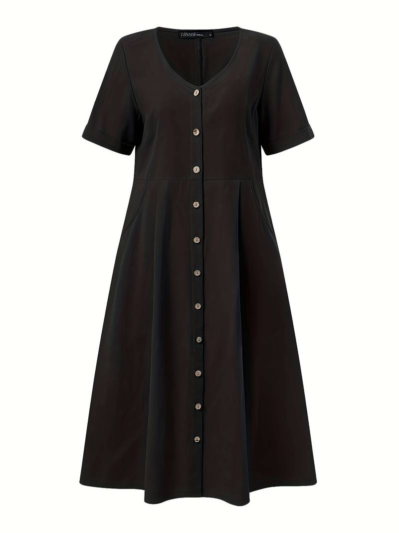 Lauren | Elegant Linen Midi Dress - Picela