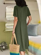 Lauren | Elegant Linen Midi Dress - Picela