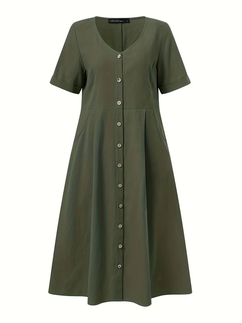 Lauren | Elegant Linen Midi Dress - Picela