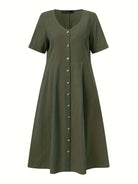 Lauren | Elegant Linen Midi Dress - Picela