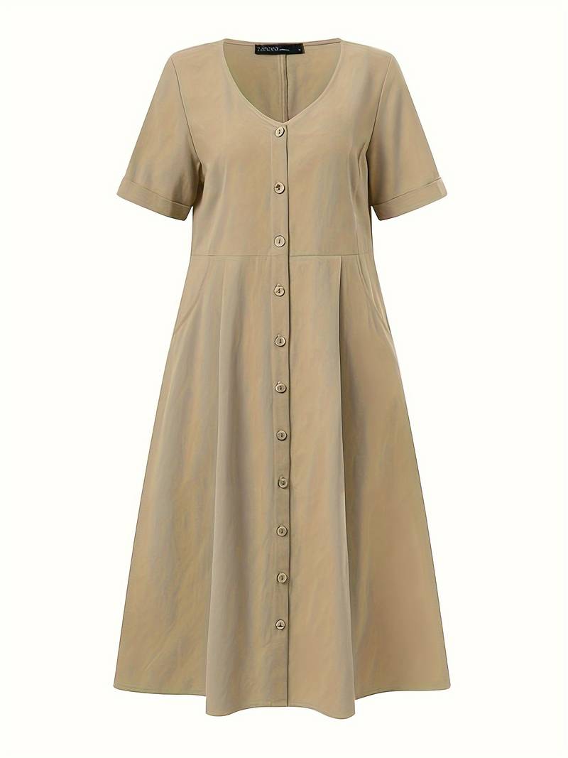 Lauren | Elegant Linen Midi Dress - Picela