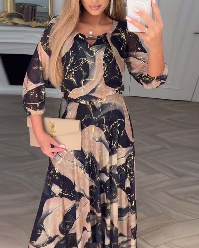 Lauren | Elegant Marble Maxi Dress - Picela