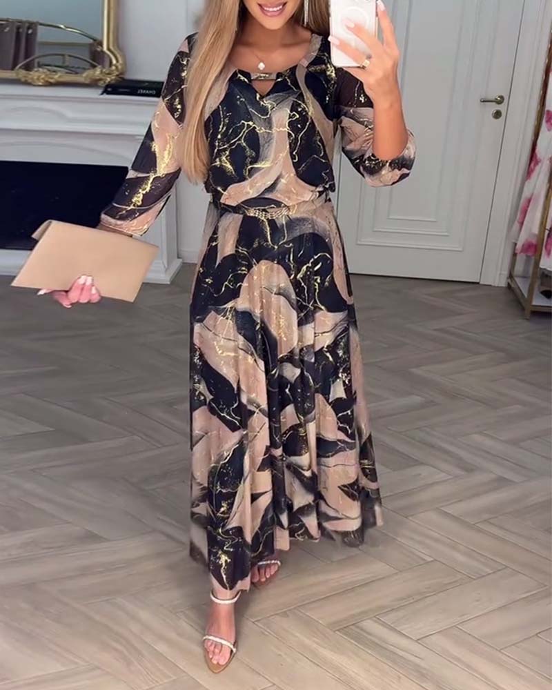 Lauren | Elegant Marble Maxi Dress - Picela