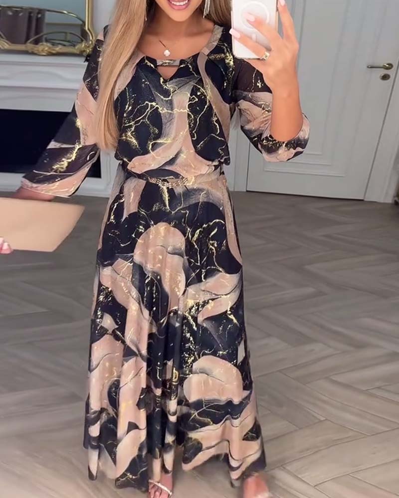 Lauren | Elegant Marble Maxi Dress - Picela