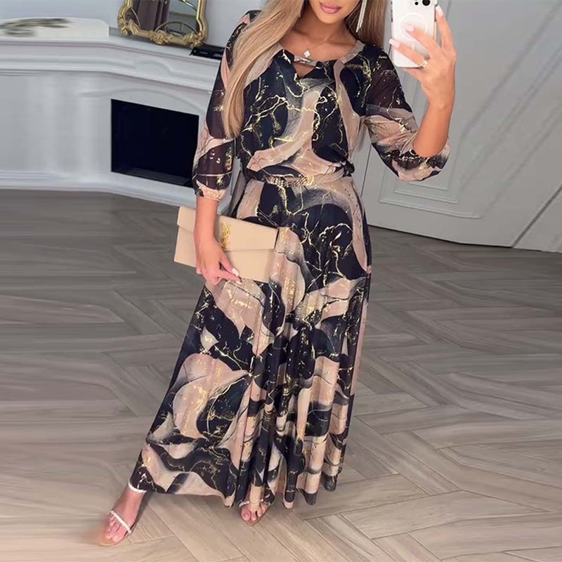 Lauren | Elegant Marble Maxi Dress - Picela