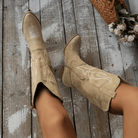 Lauren | Elegant Suede Embroidered Boots - Picela