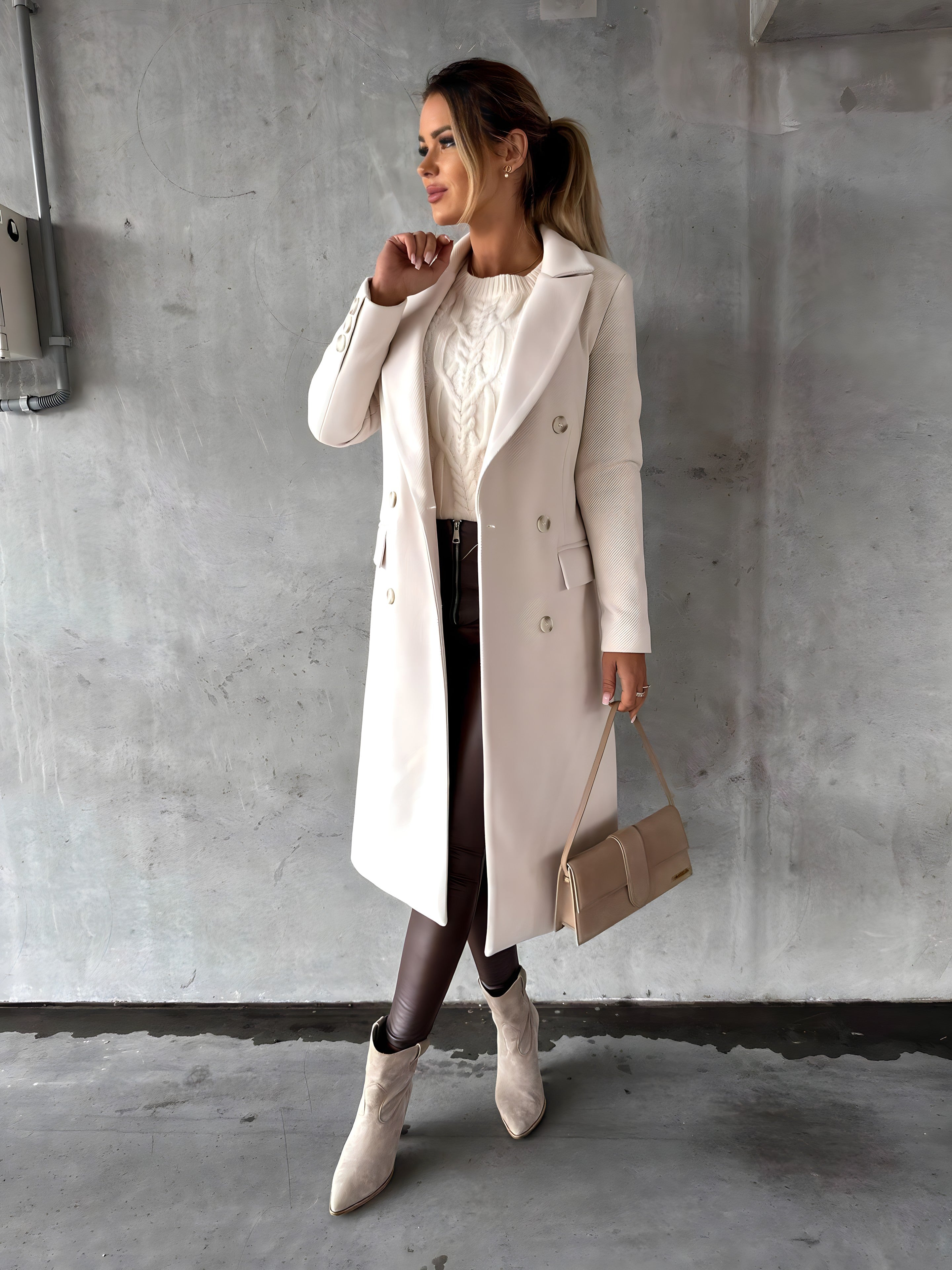 Lauren | Elegant Tailored Double-Breasted Coat - Picela