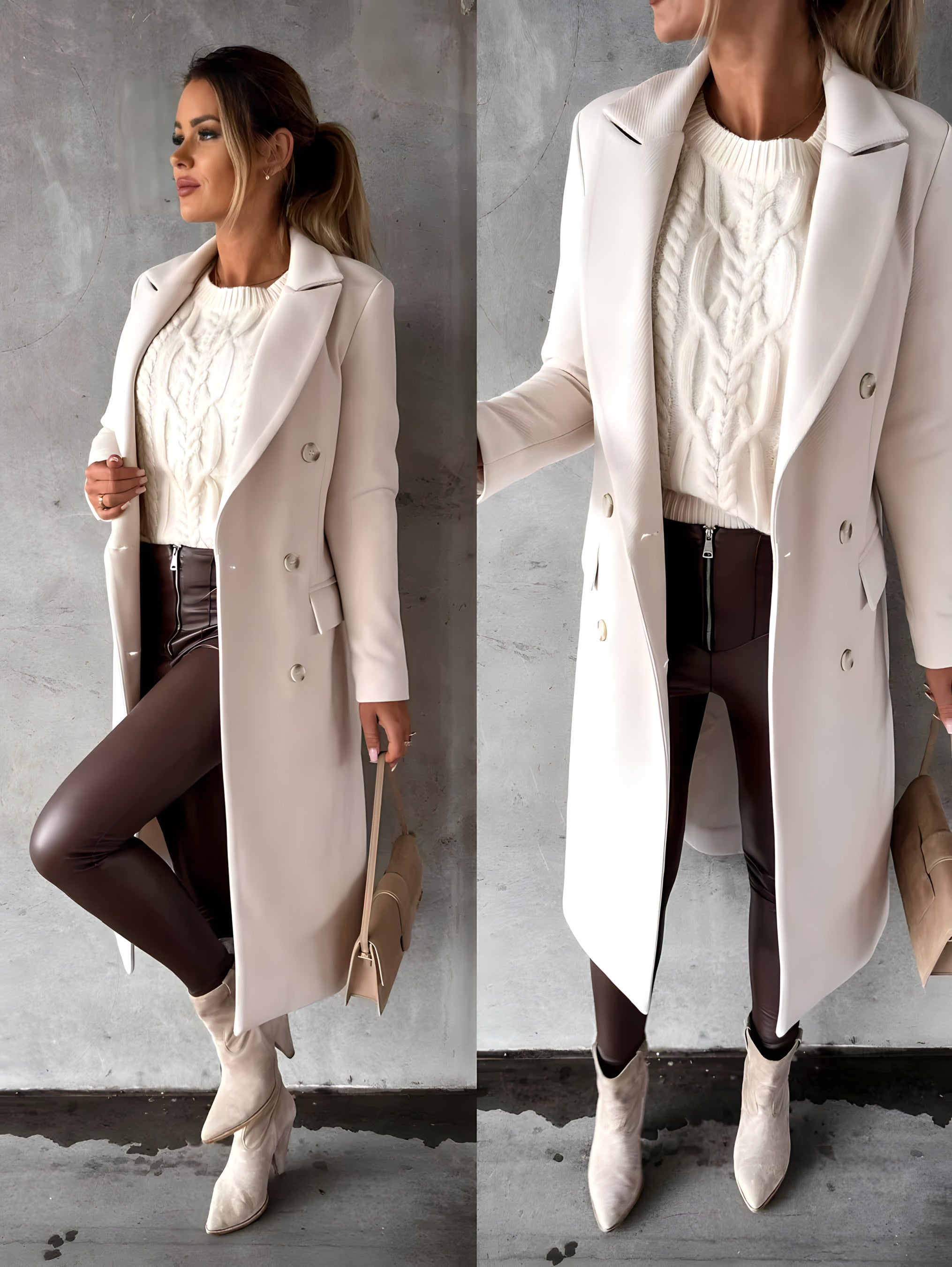 Lauren | Elegant Tailored Double-Breasted Coat - Picela