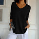 Relaxed Knit V-Neck Top for Women