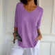 Relaxed Knit V-Neck Top for Women