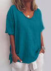 Lauren | Effortless Cotton V-Neck Blouse