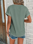 Megan | Elegant Eyelet Cuffed-Sleeve Top - Picela