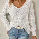 Megan | Elegant Openwork V-Neck Sweater - Picela