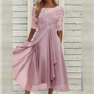 Megan | Feminine Chiffon Midi Dress - Picela
