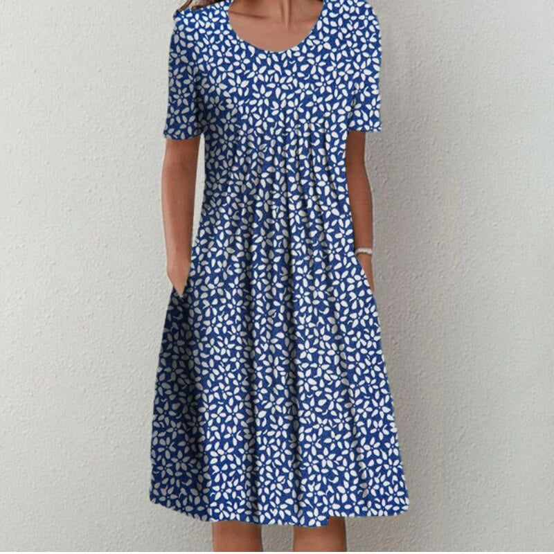 Megan | Feminine Floral Pleated Dress - Picela