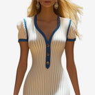 Melissa | Elegant Contrast-Trim Midi Dress - Picela