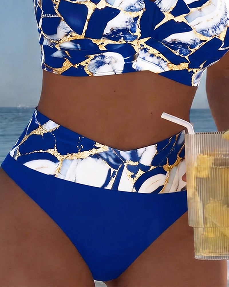 Melissa | Elegant Marble High-Waist Bikini - Picela
