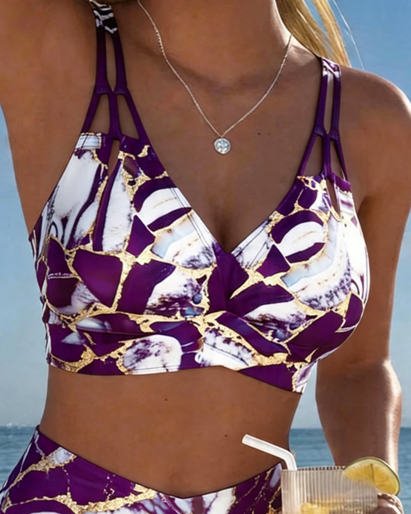 Melissa | Elegant Marble High-Waist Bikini - Picela