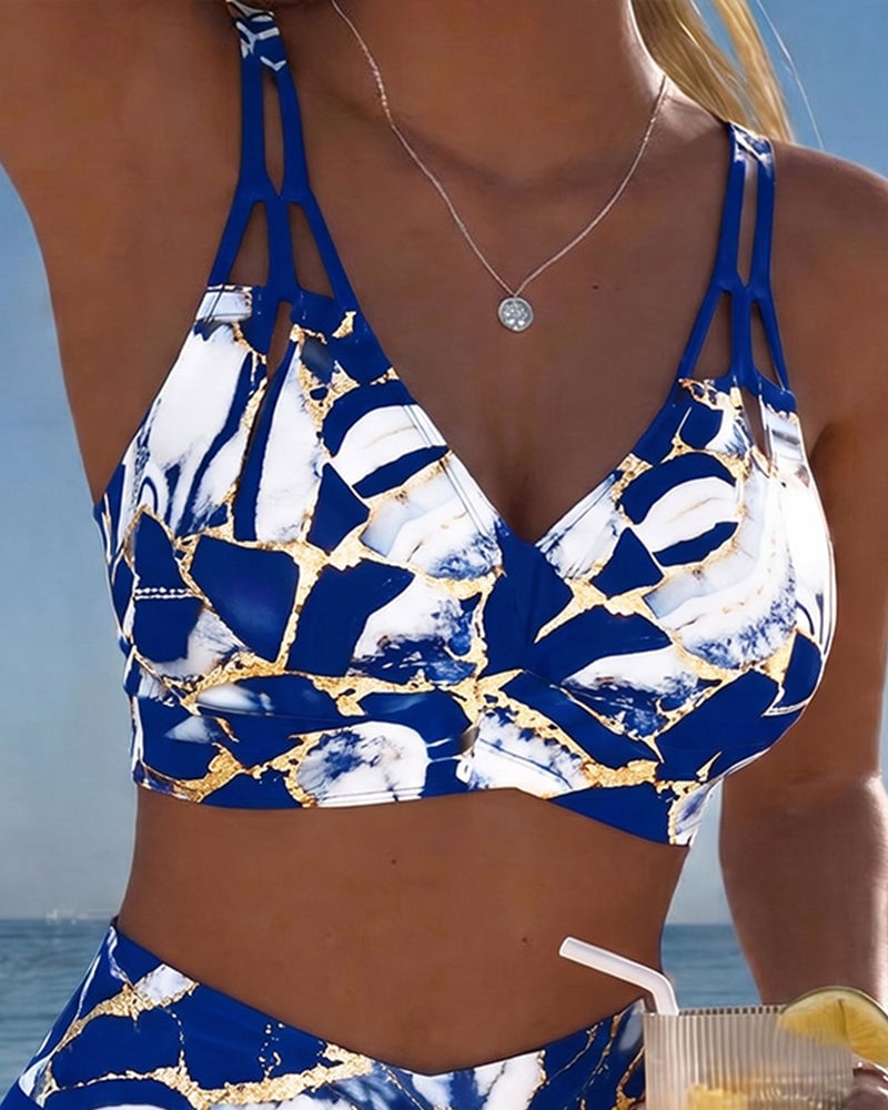 Melissa | Elegant Marble High-Waist Bikini - Picela