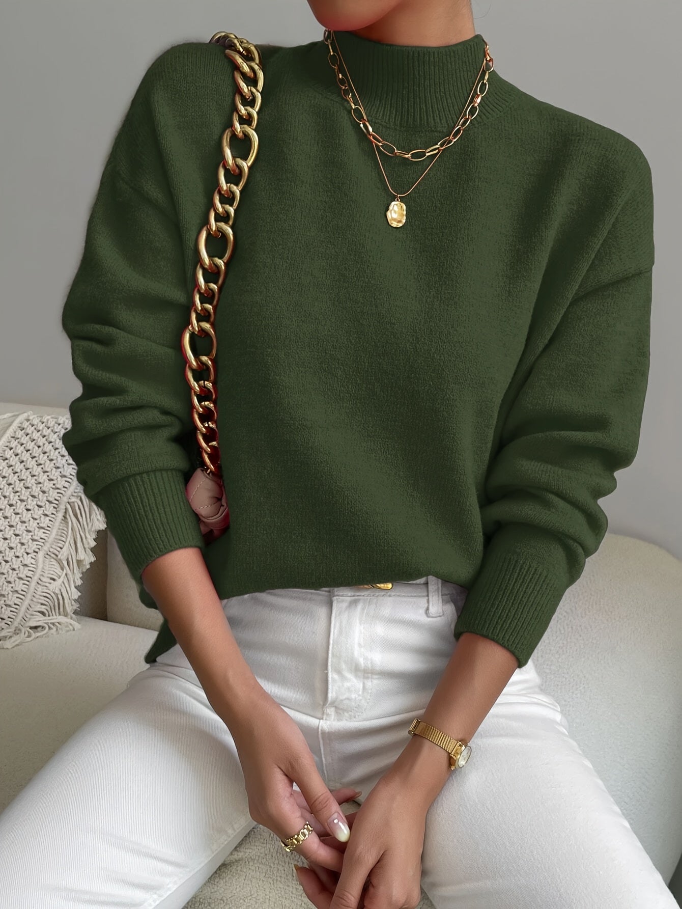 Melissa | Elegant Neck Knit Sweater - Picela
