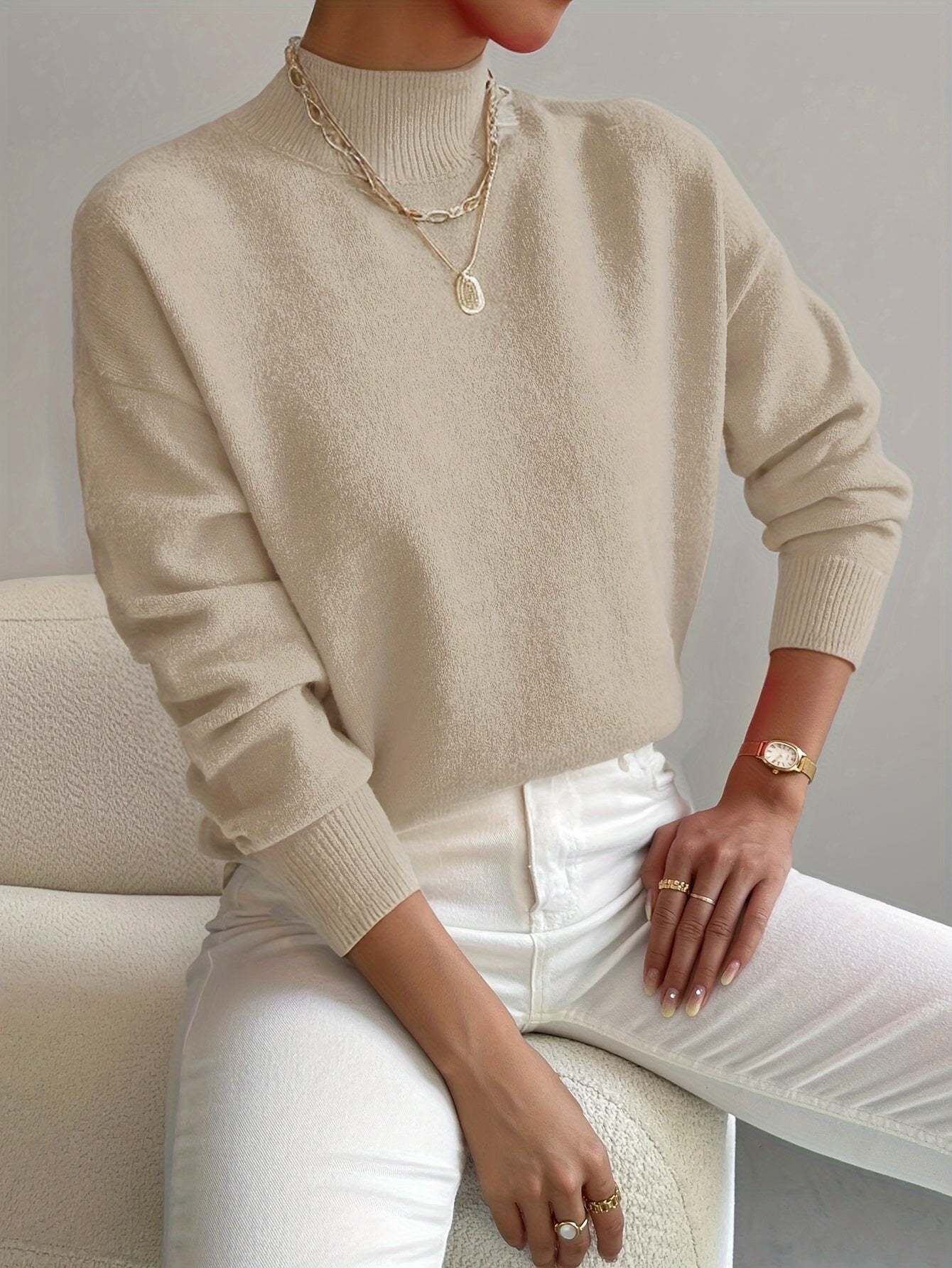Melissa | Elegant Neck Knit Sweater - Picela